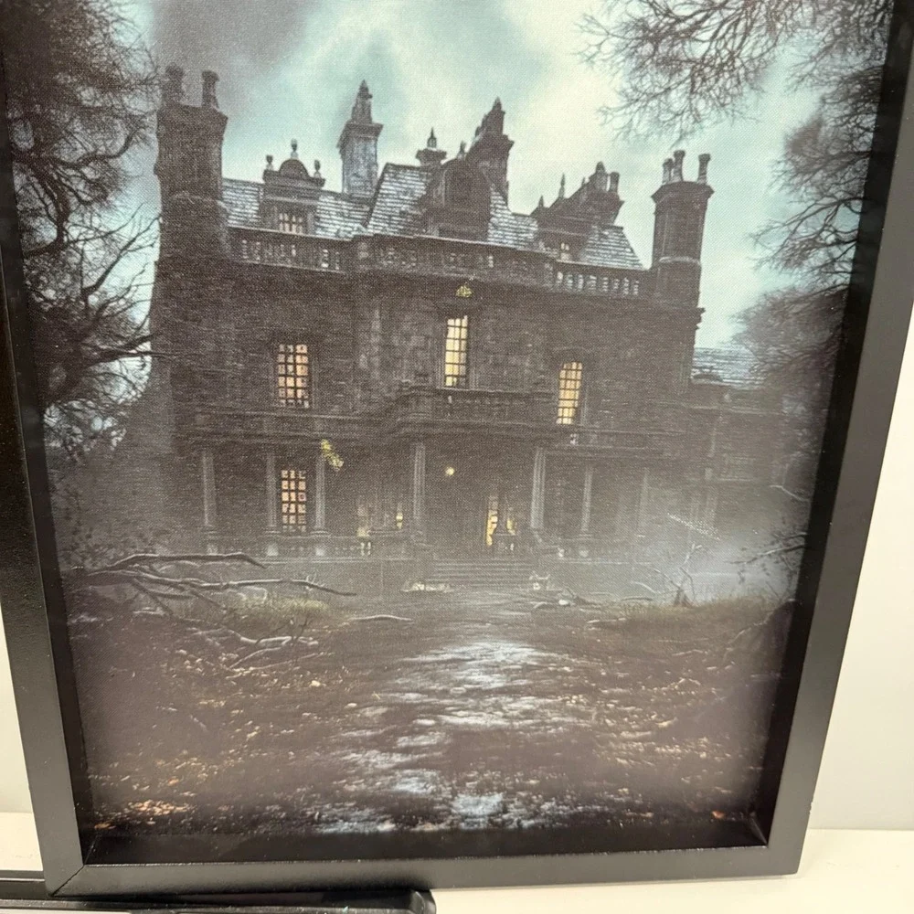 Haunted Mansion Framed Canvas Wall Art Gothic Spooky Estate Decor 12x16